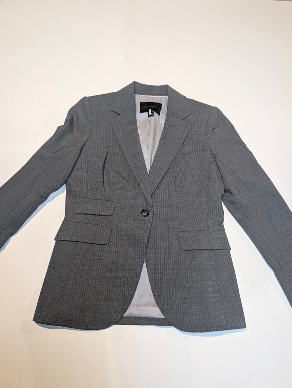 Banana Republic Blazer Women's 6 Charcoal Gray Pinstripe Jacket Lined